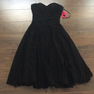 Vintage midi black polka dot dress